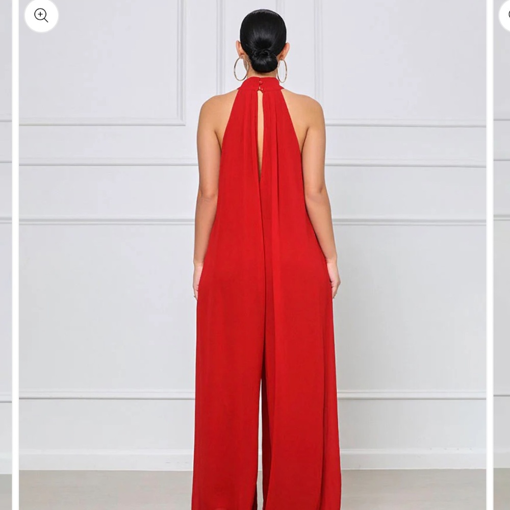 Red jump suit